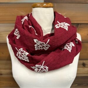 Canadian Maple leaf embroidered infinity circle scarf NEW